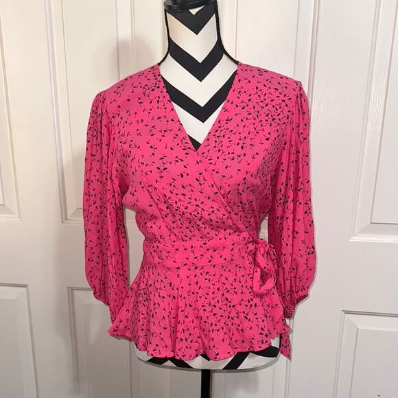 GANNI Barra Crepe Wrap Top - Picture 1 of 6